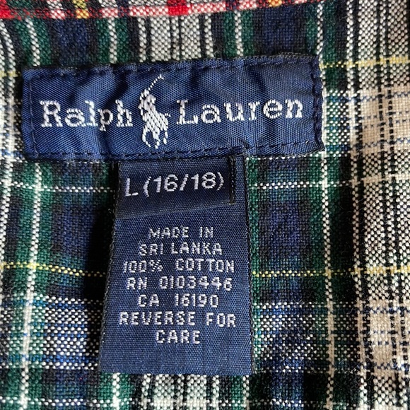 Ralph Lauren Button Down Preppy Multi Plaid Shirt EC! Sz Large (16-18) - Picture 10 of 10